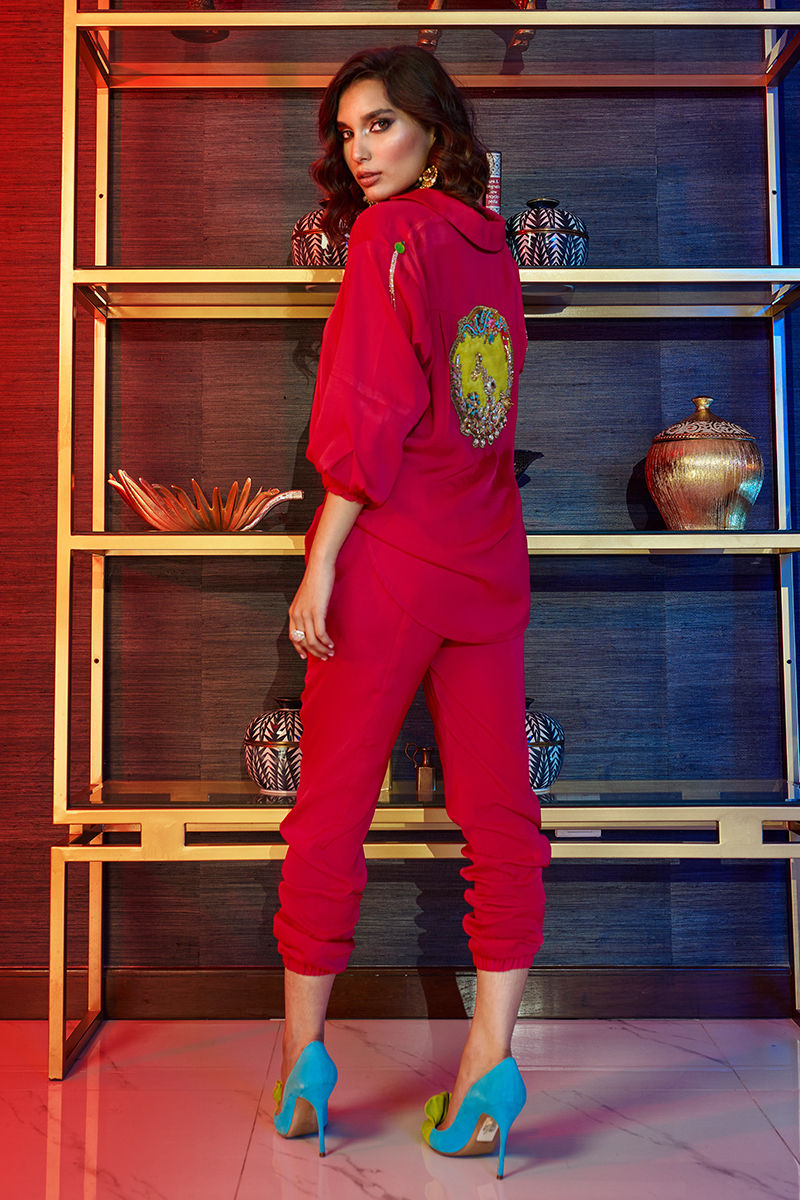 Wardha Saleem | Luxury Pret Fusion Wear | GOSSIP GIRL ?????? HOT PINK CO-ORD SET - House Of Anaya