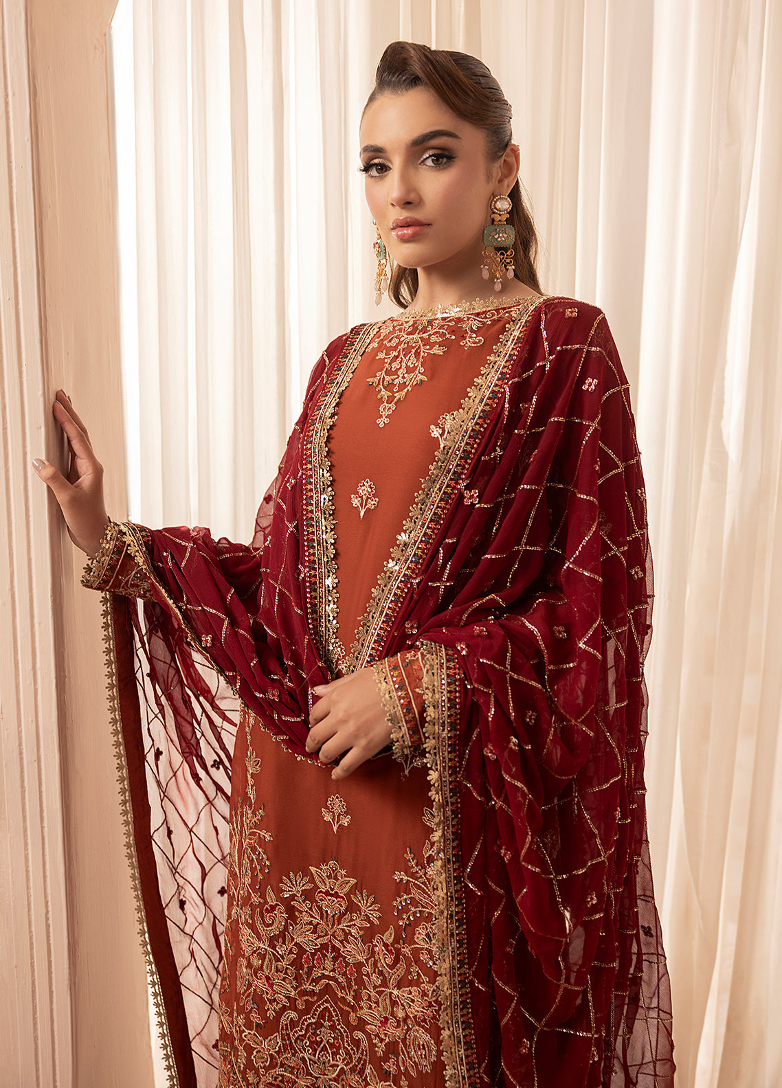 Sahane | Elyssa Festive Chiffon | CT-19007 Dune - ELYSSA - House Of Anaya