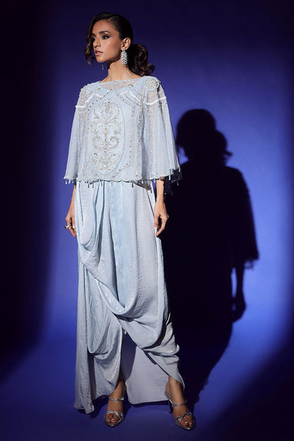 Wardha Saleem | Luxury Pret Fusion Wear | AURA CAPE WITH DRAPE (2PC) - House Of Anaya