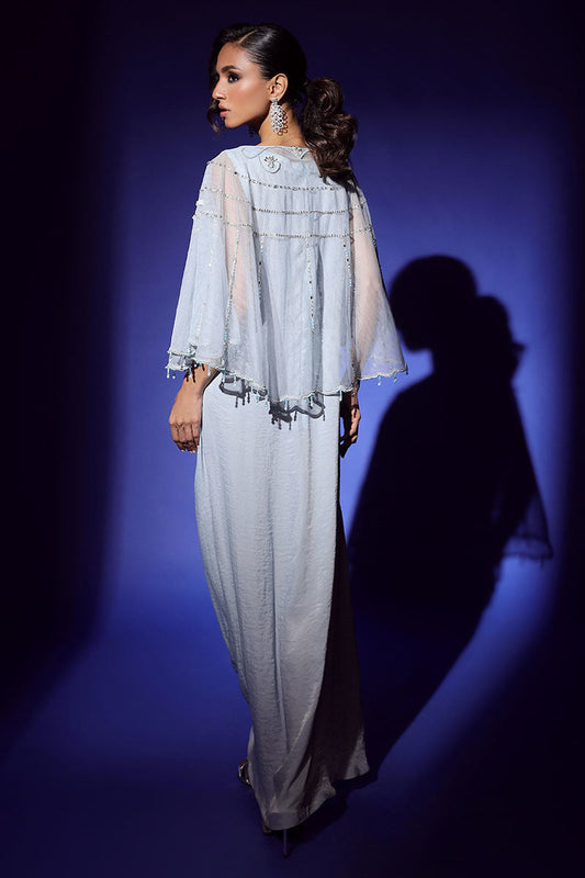 Wardha Saleem | Luxury Pret Fusion Wear | AURA CAPE WITH DRAPE (2PC) - House Of Anaya