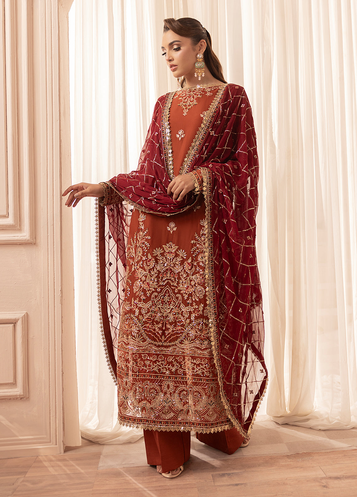 Sahane | Elyssa Festive Chiffon | CT-19007 Dune - ELYSSA - House Of Anaya
