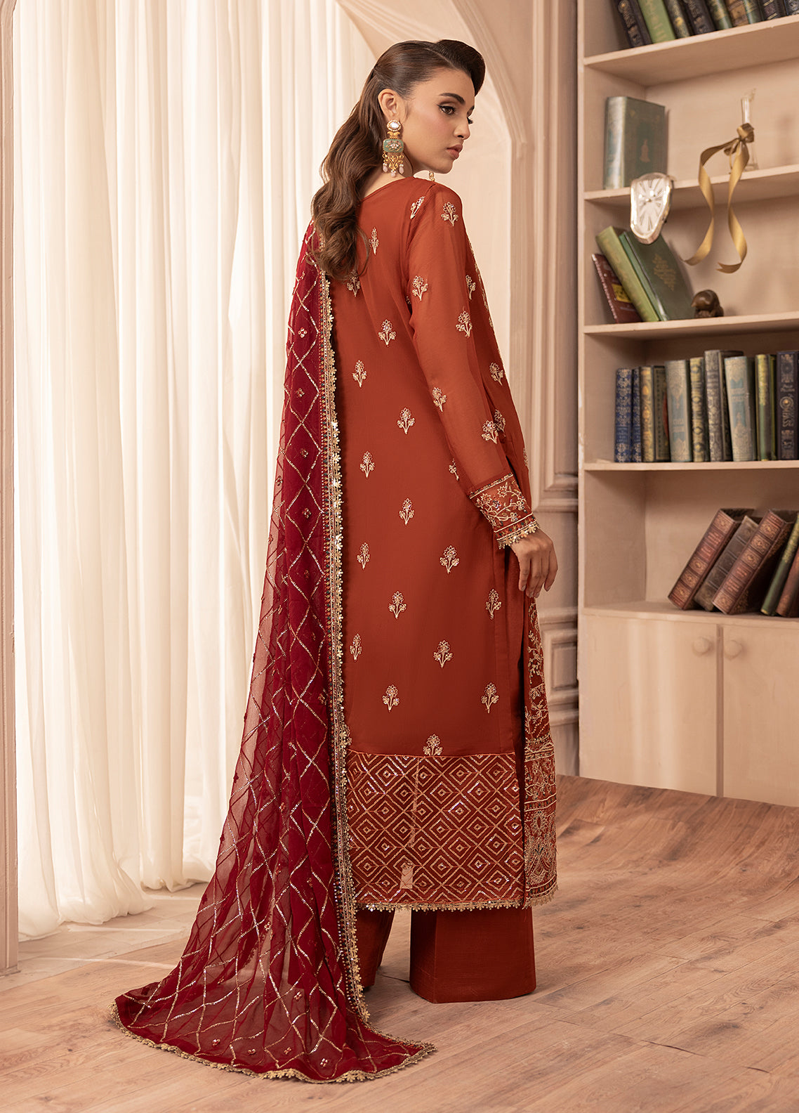Sahane | Elyssa Festive Chiffon | CT-19007 Dune - ELYSSA - House Of Anaya