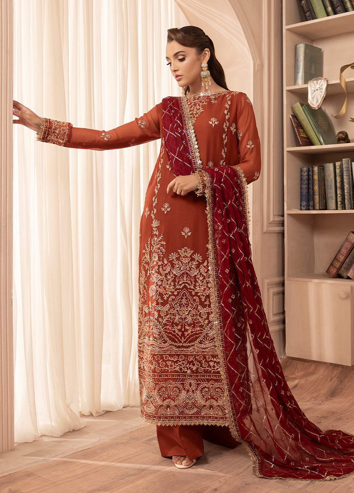 Sahane | Elyssa Festive Chiffon | CT-19007 Dune - ELYSSA - House Of Anaya