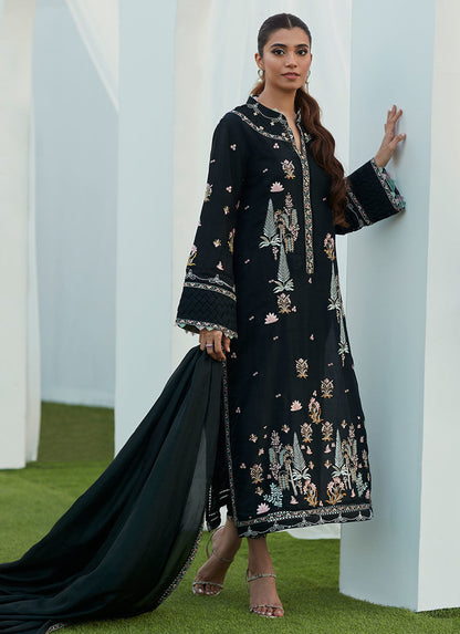 Farah Talib Aziz | Designer Picks 24 | PETRA BLACK EMBROIDERED SHIRT A   House Of Anaya