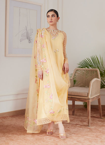 Farah Talib Aziz | Luna Eid Collection 24 | CYRILLA PALE YELLOW - House Of Anaya