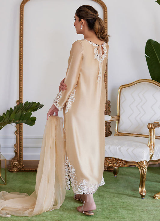 Farah Talib Aziz | Luna Eid Collection 24 | MELVINA CHAMPAGNE BEIGE - House Of Anaya