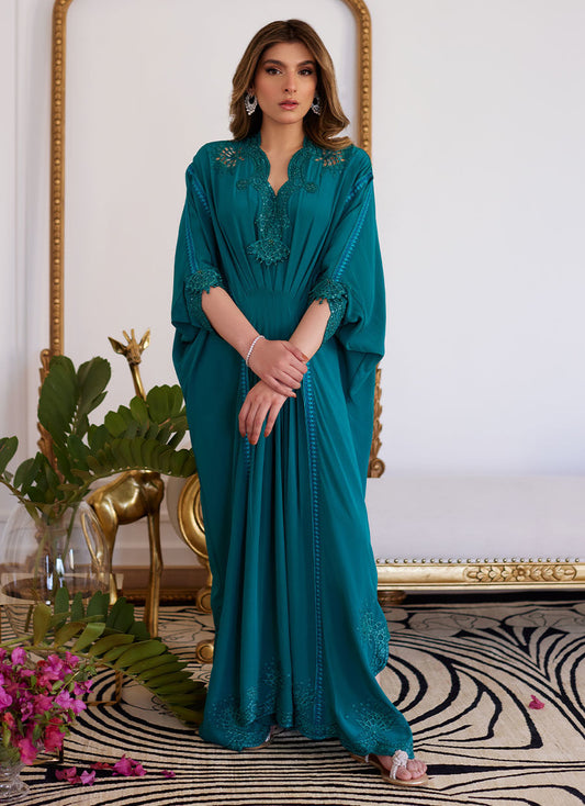 Farah Talib Aziz | Luna Eid Collection 24 | EMMELINE EMERALD CREPE - House Of Anaya