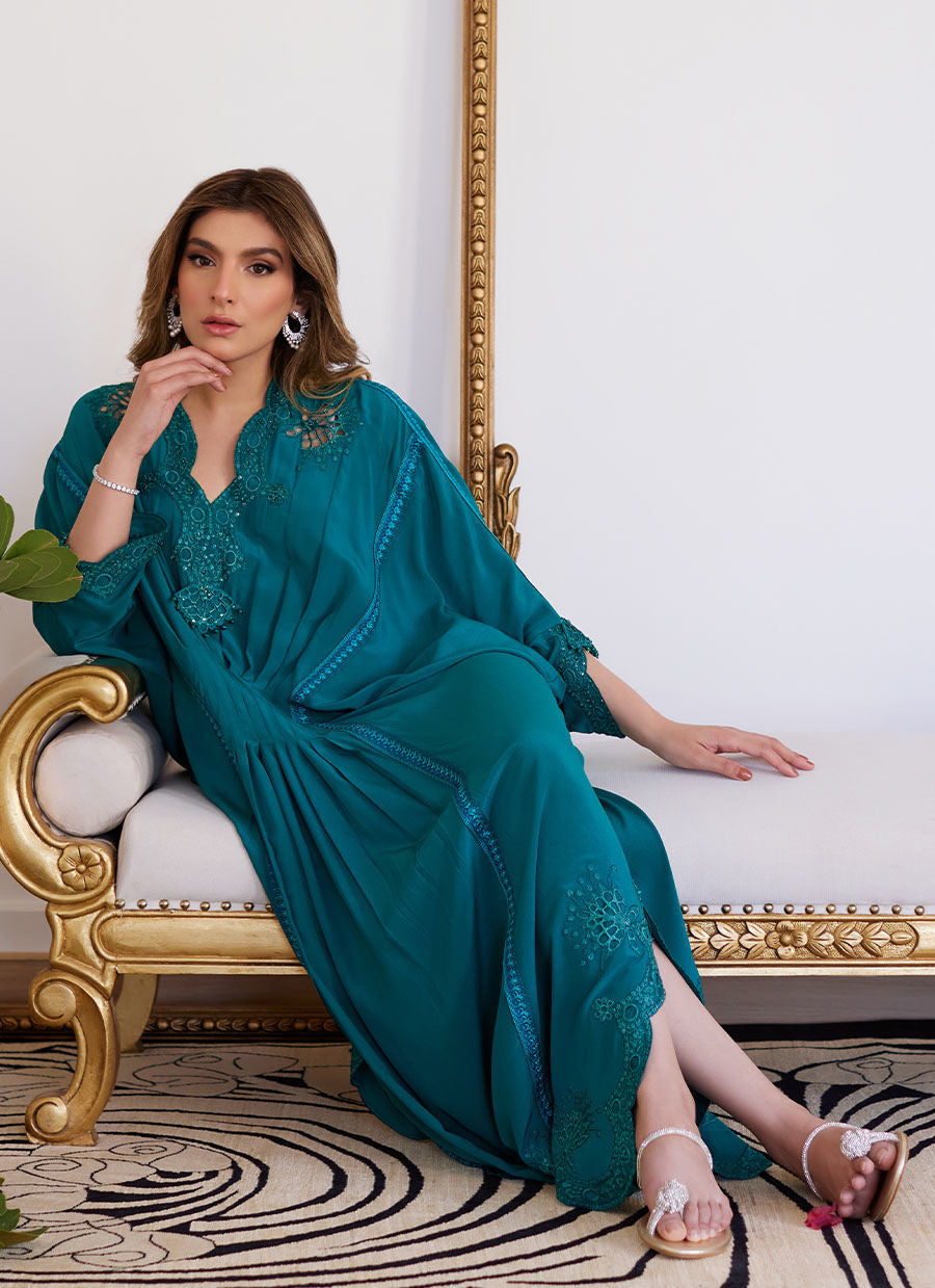 Farah Talib Aziz | Luna Eid Collection 24 | EMMELINE EMERALD CREPE - House Of Anaya