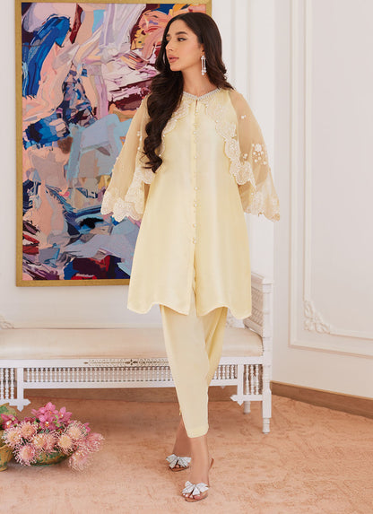 Farah Talib Aziz | Luna Eid Collection 24 | ESMERALDA PASTEL YELLOW - House Of Anaya