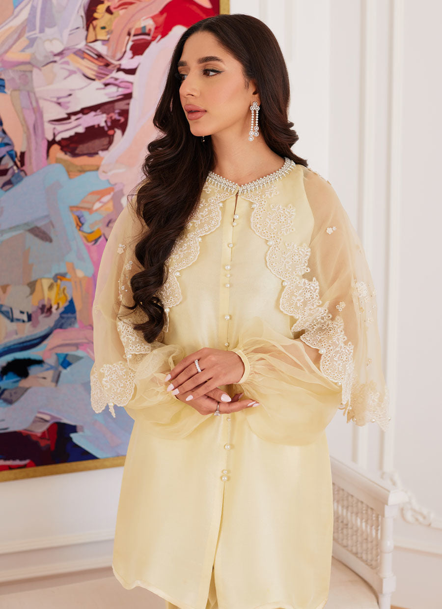 Farah Talib Aziz | Luna Eid Collection 24 | ESMERALDA PASTEL YELLOW - House Of Anaya