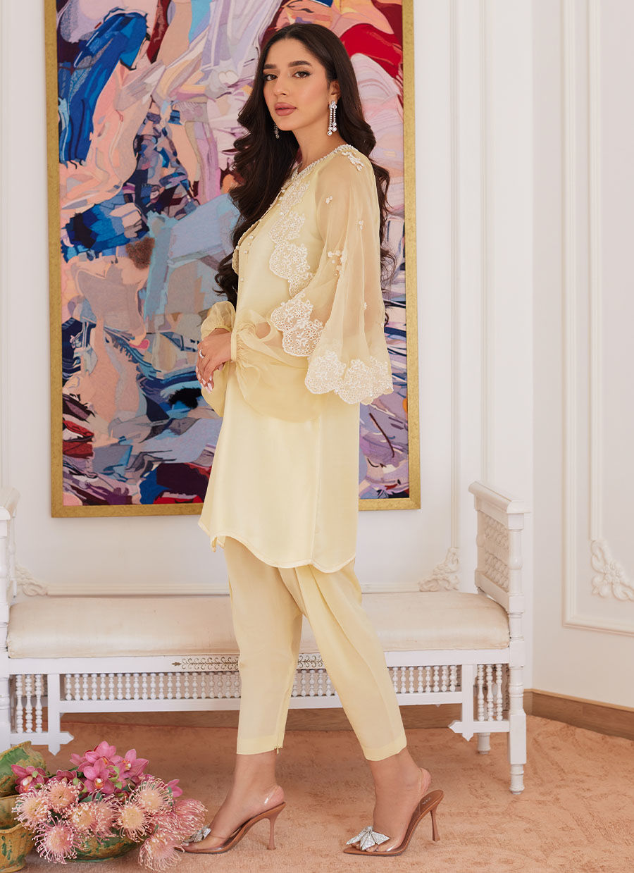 Farah Talib Aziz | Luna Eid Collection 24 | ESMERALDA PASTEL YELLOW - House Of Anaya