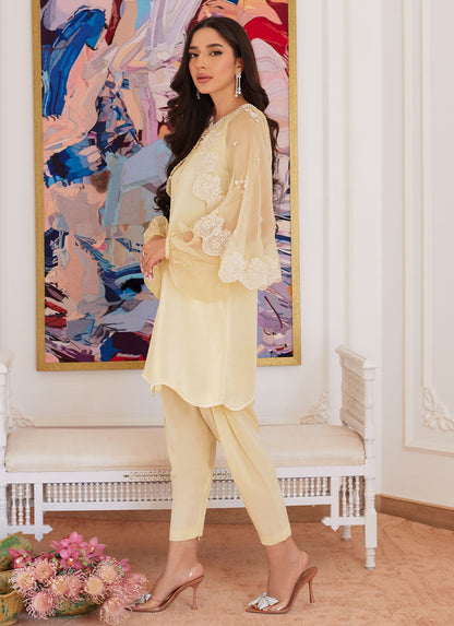 Farah Talib Aziz | Luna Eid Collection 24 | ESMERALDA PASTEL YELLOW - House Of Anaya