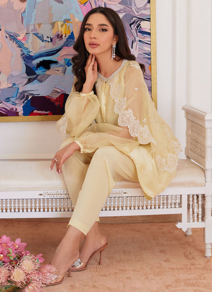 Farah Talib Aziz | Luna Eid Collection 24 | ESMERALDA PASTEL YELLOW - House Of Anaya
