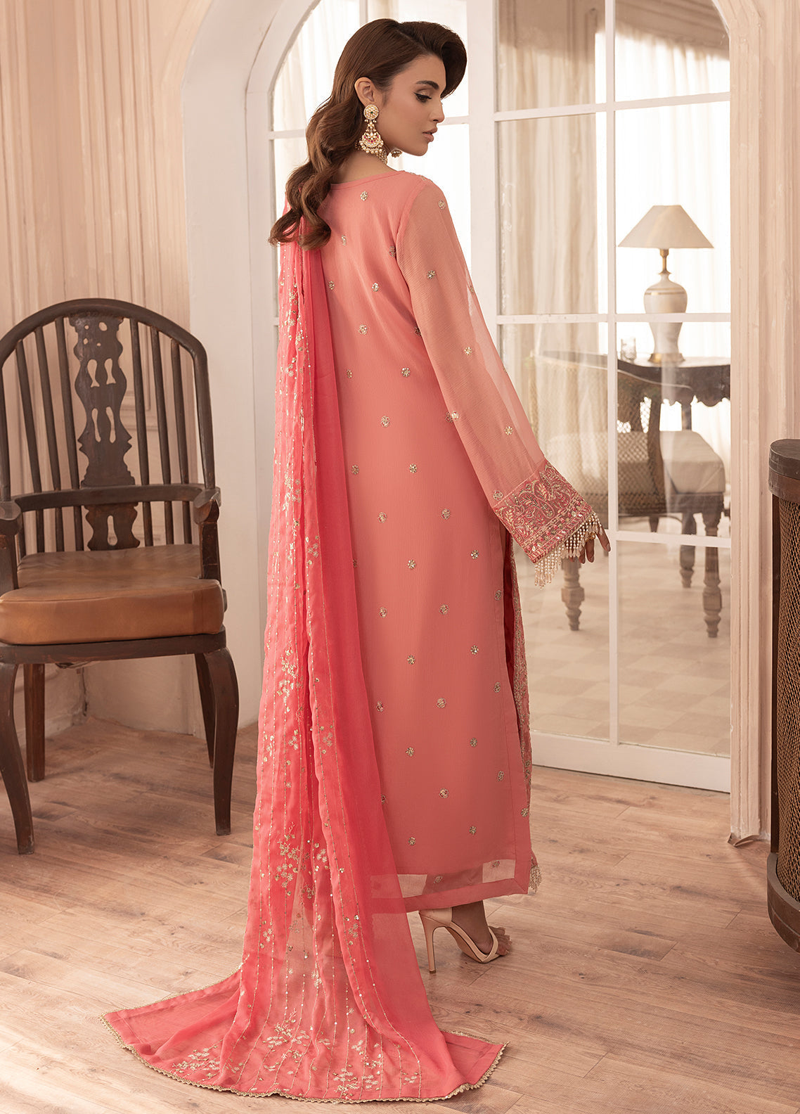 Sahane | Elyssa Festive Chiffon | CT-19003 Rosa - ELYSSA - House Of Anaya