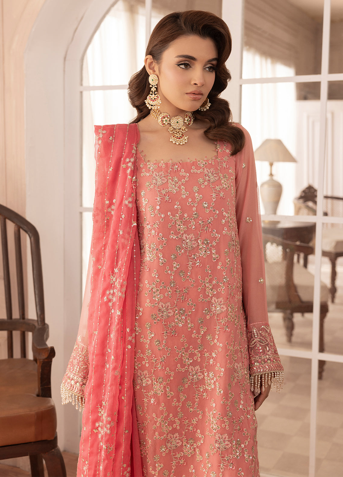 Sahane | Elyssa Festive Chiffon | CT-19003 Rosa - ELYSSA - House Of Anaya