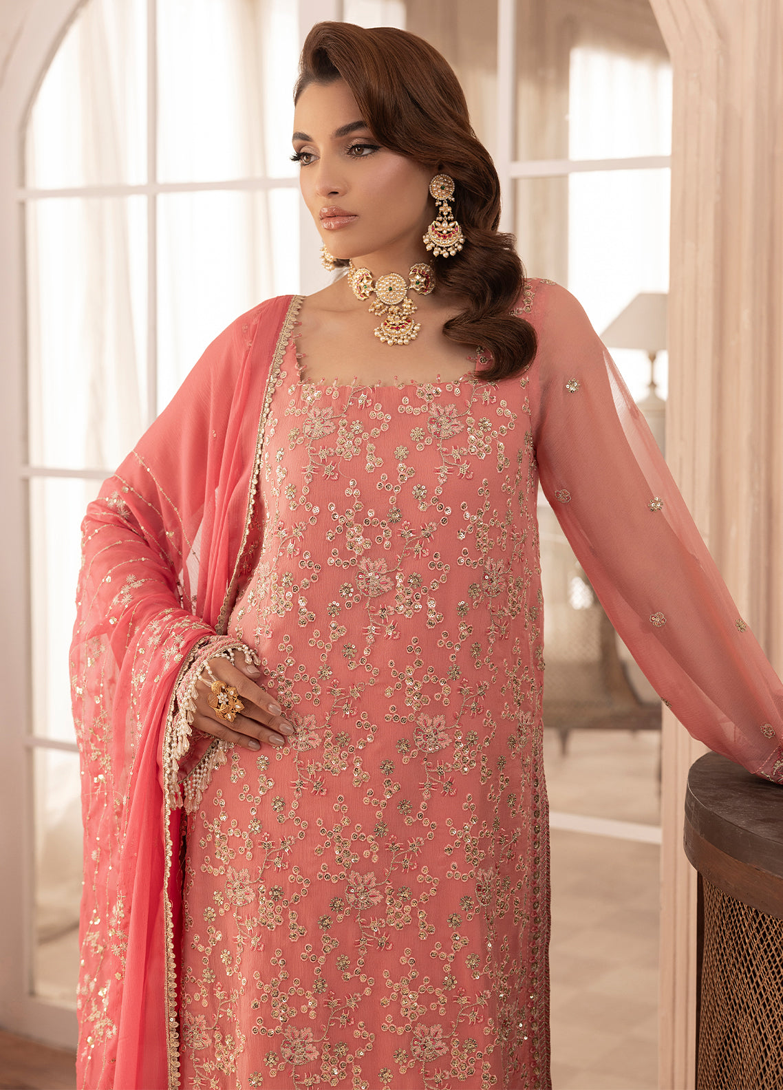 Sahane | Elyssa Festive Chiffon | CT-19003 Rosa - ELYSSA - House Of Anaya