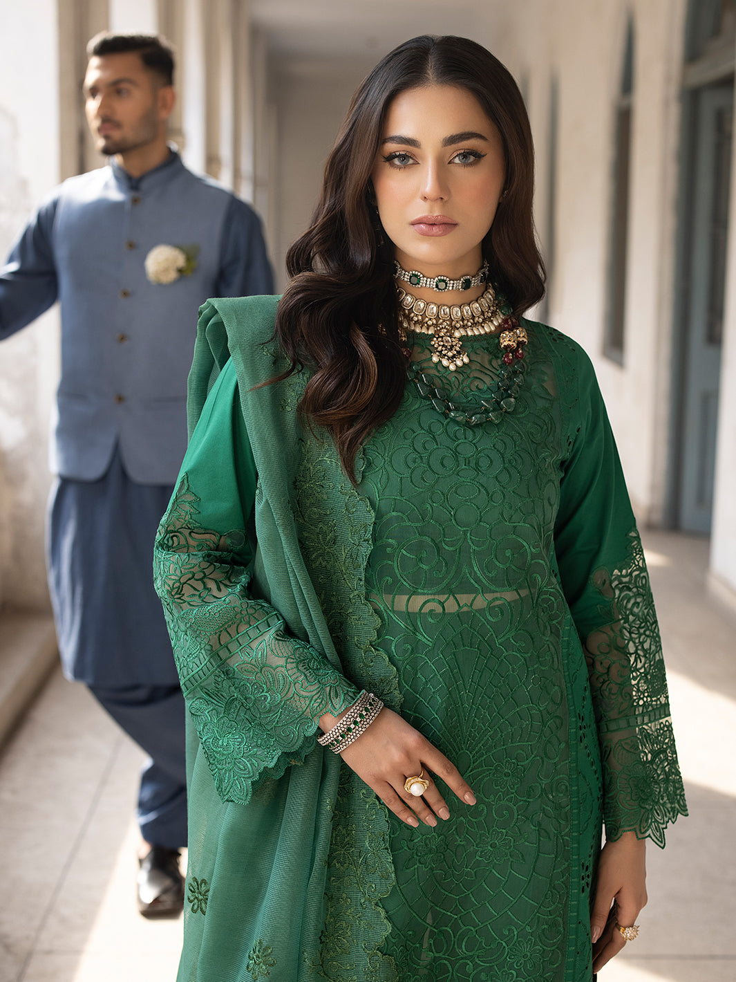 Mahnur | Mahrukh Luxury Lawn 24 | EMERALD - House Of Anaya