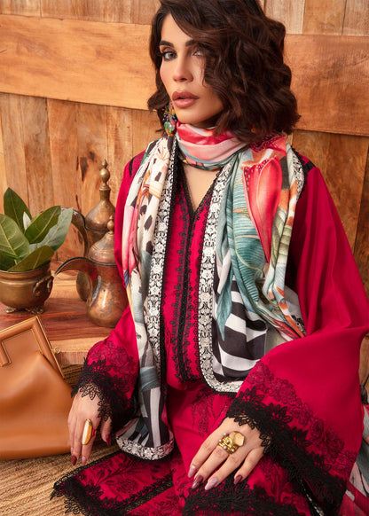 Saira Shakira | Raya Winter Stitched 23 | Crimson - House Of Anaya