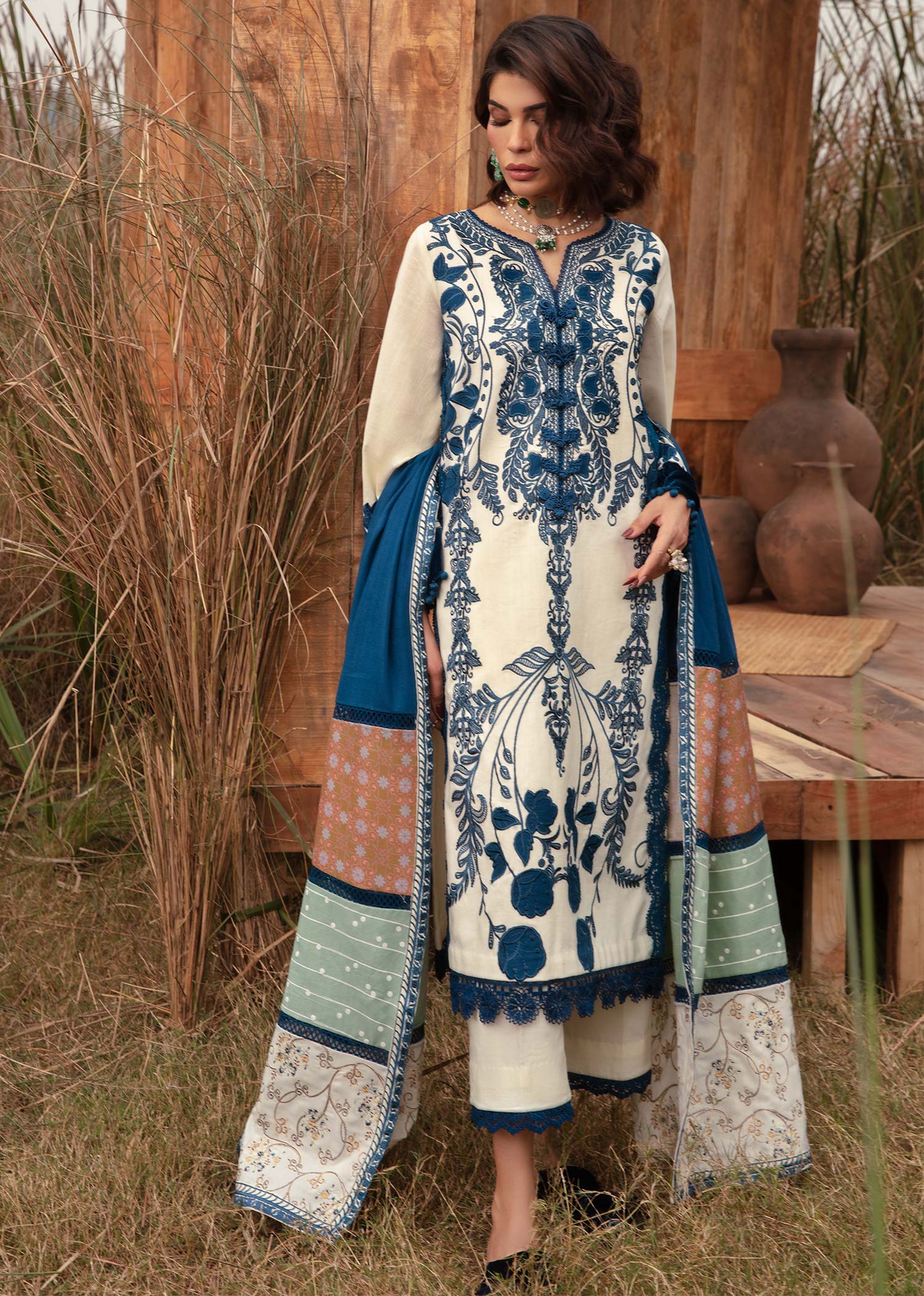Saira Shakira | Raya Winter Stitched 23 | Pearl - House Of Anaya