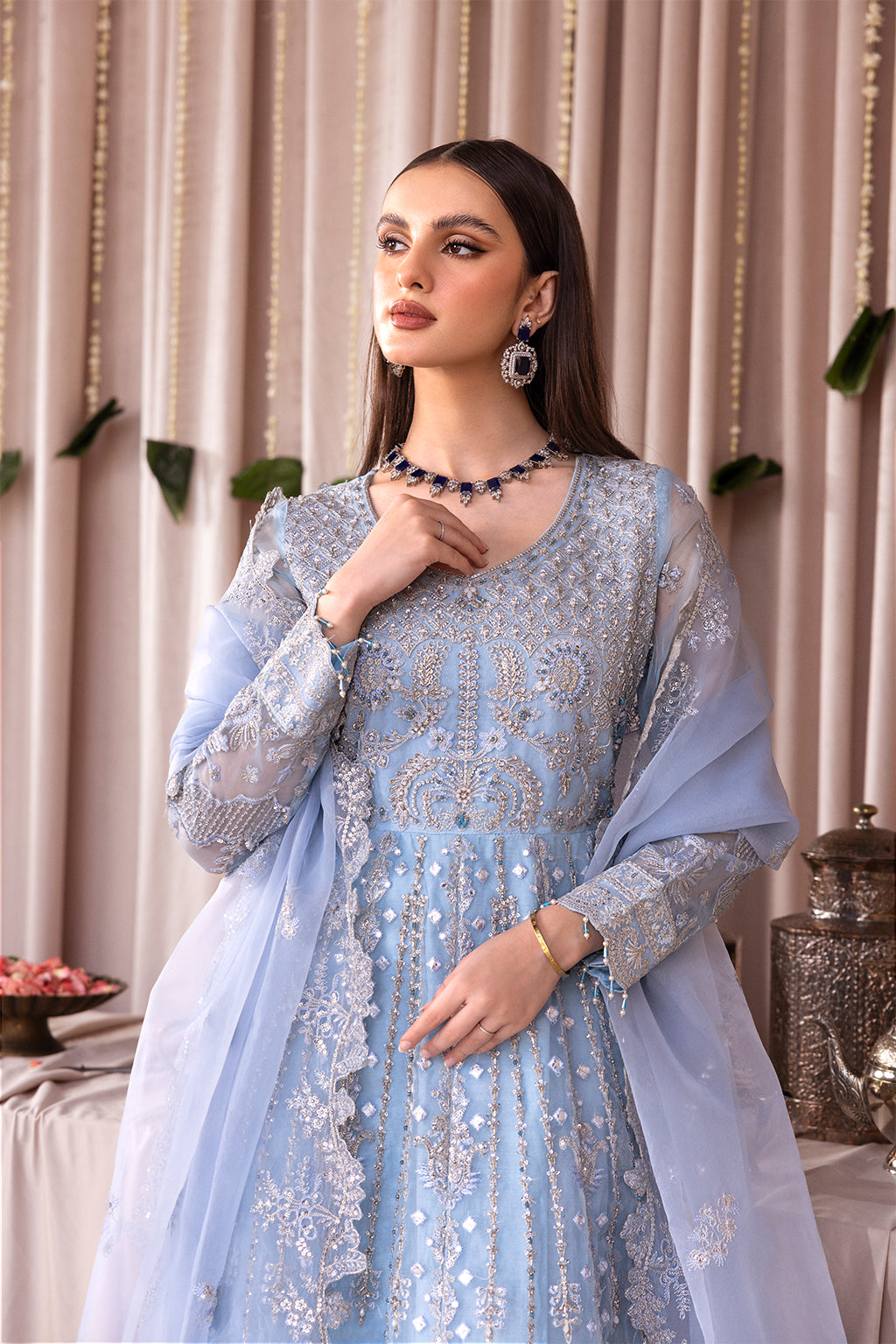 Emaan Adeel Romansiyyah Luxury Formal 3 Piece Suit RM-03 Blue Lagoon - Riwayat-e-khas