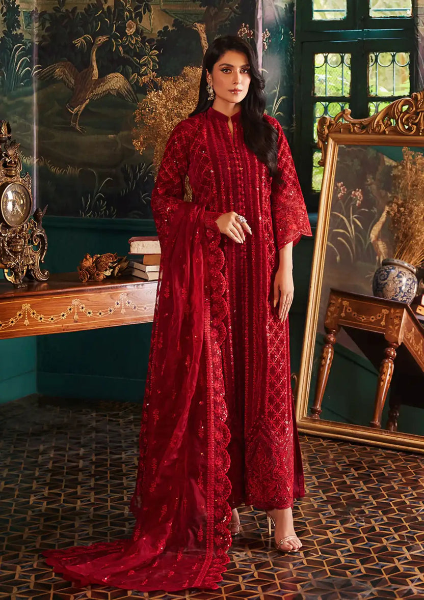 Zainab Chottani | Embroidered Velvet | SURKH D-05 - House Of Anaya