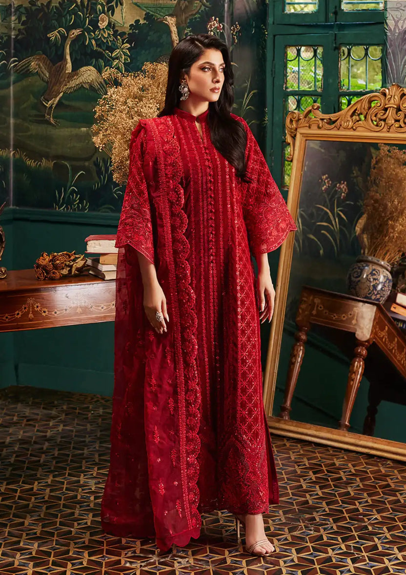 Zainab Chottani | Embroidered Velvet | SURKH D-05 - House Of Anaya