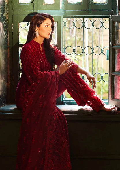 Zainab Chottani | Embroidered Velvet | SURKH D-05 - House Of Anaya