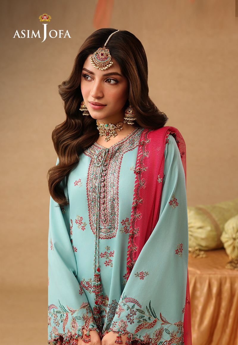 Asim Jofa | Kinza Festive Edit | AJULIF-02 Embroidered Raw Silk Stitched 3 Pcs