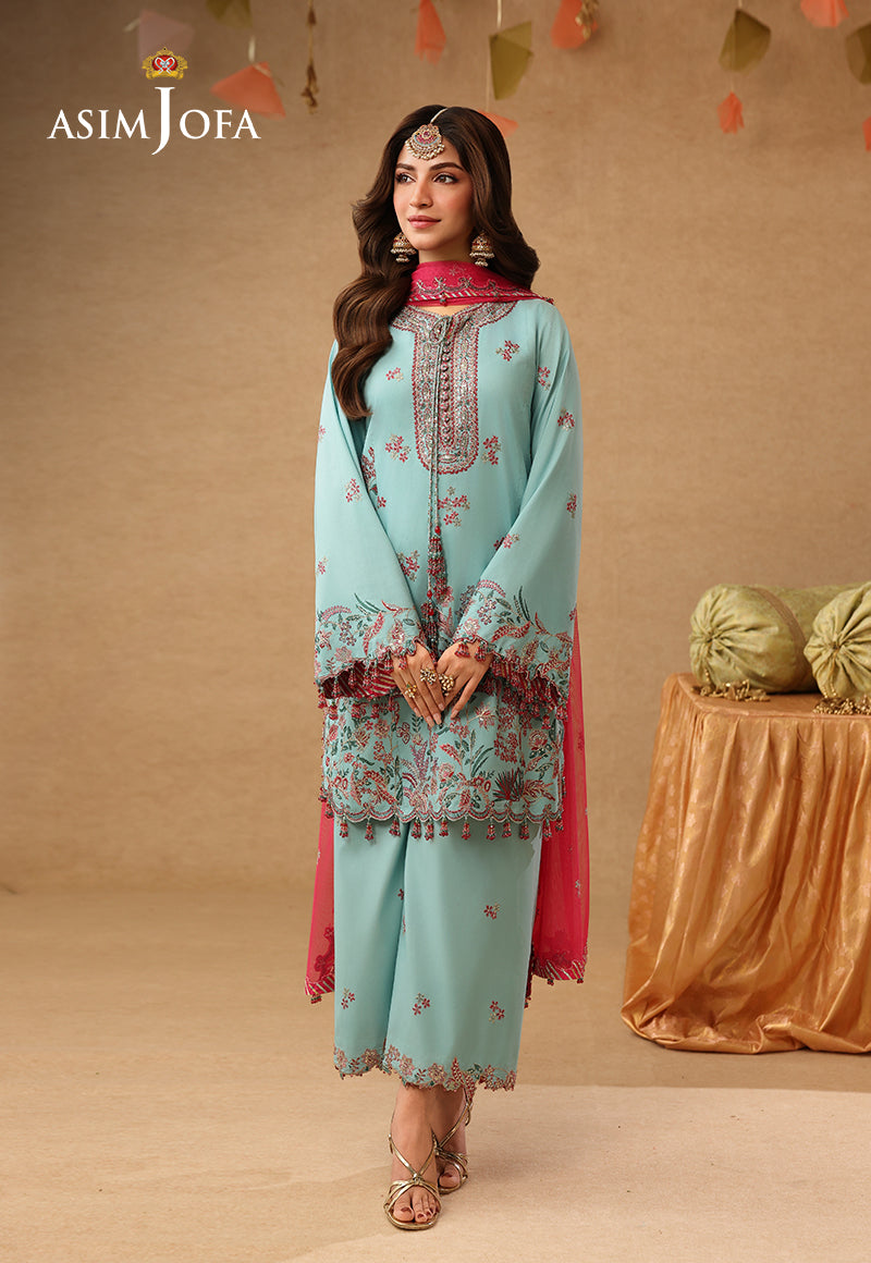 Asim Jofa | Kinza Festive Edit | AJULIF-02 Embroidered Raw Silk Stitched 3 Pcs