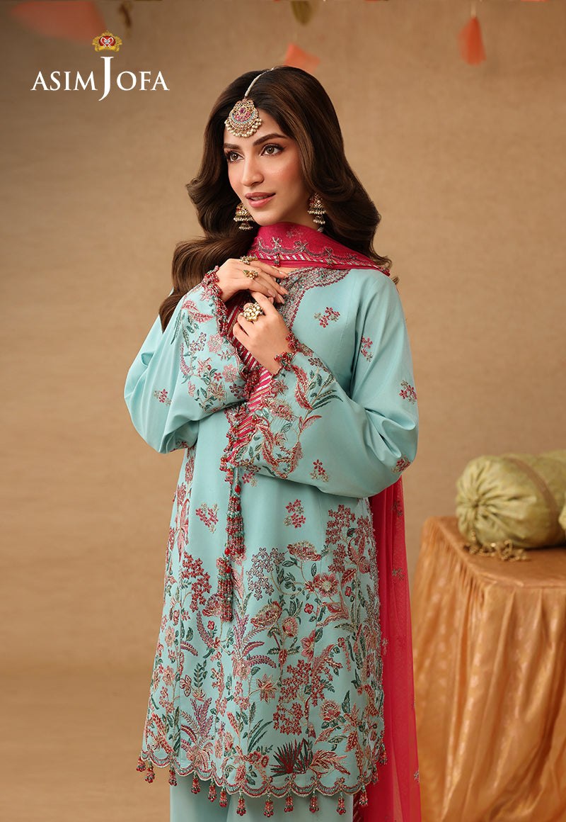 Asim Jofa | Kinza Festive Edit | AJULIF-02 Embroidered Raw Silk Stitched 3 Pcs