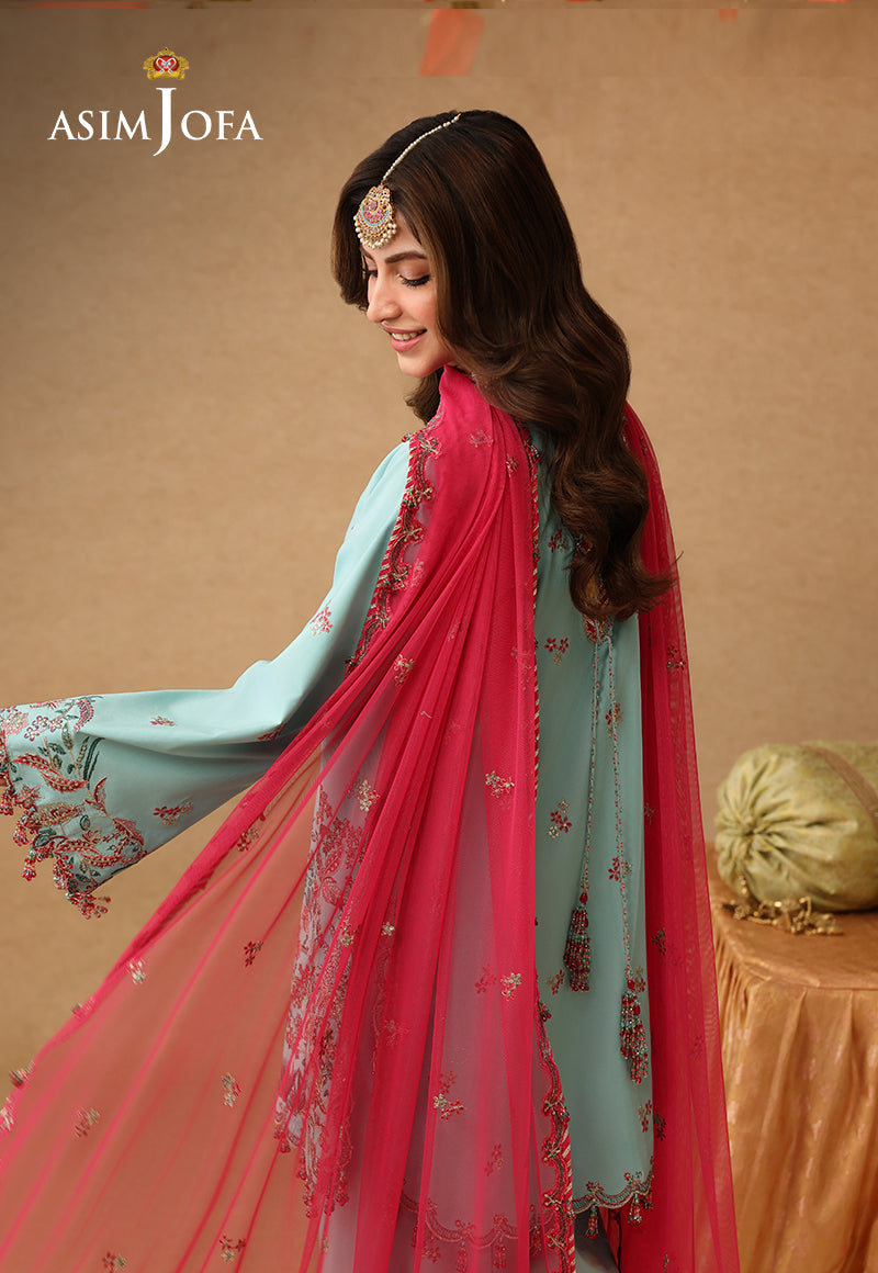 Asim Jofa | Kinza Festive Edit | AJULIF-02 Embroidered Raw Silk Stitched 3 Pcs