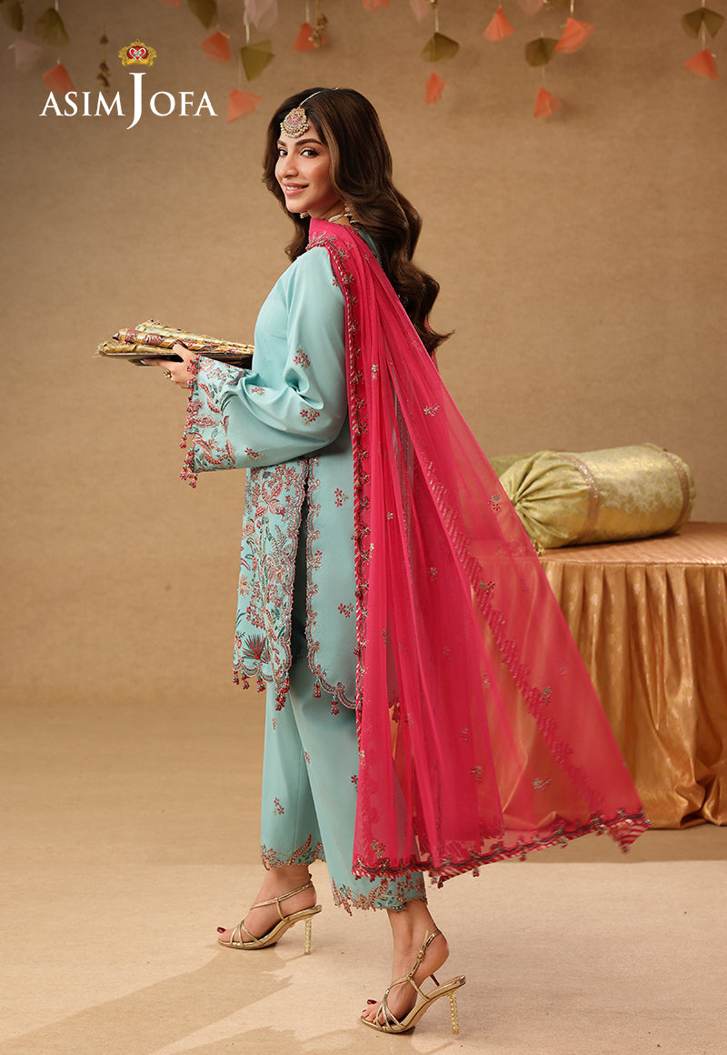 Asim Jofa | Kinza Festive Edit | AJULIF-02 Embroidered Raw Silk Stitched 3 Pcs