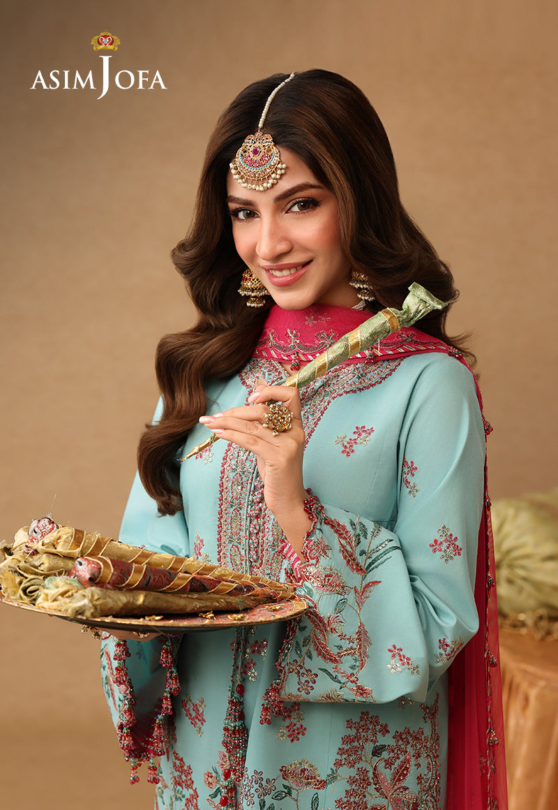 Asim Jofa | Kinza Festive Edit | AJULIF-02 Embroidered Raw Silk Stitched 3 Pcs