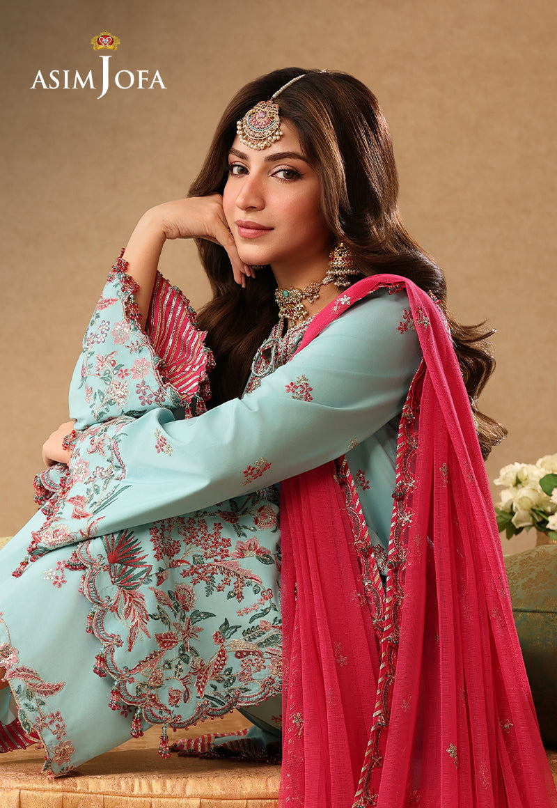 Asim Jofa | Kinza Festive Edit | AJULIF-02 Embroidered Raw Silk Stitched 3 Pcs
