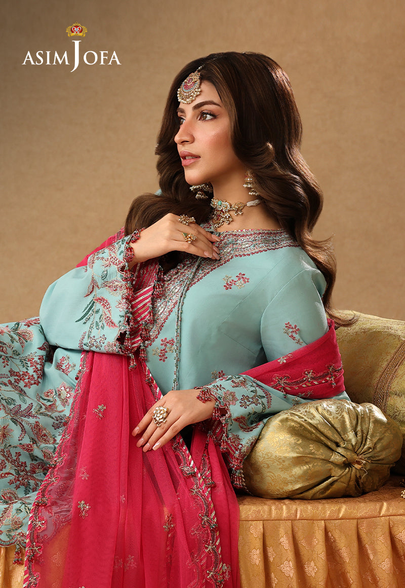 Asim Jofa | Kinza Festive Edit | AJULIF-02 Embroidered Raw Silk Stitched 3 Pcs