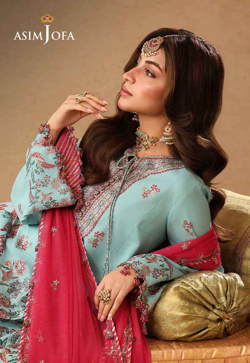 Asim Jofa | Kinza Festive Edit | AJULIF-02 Embroidered Raw Silk Stitched 3 Pcs