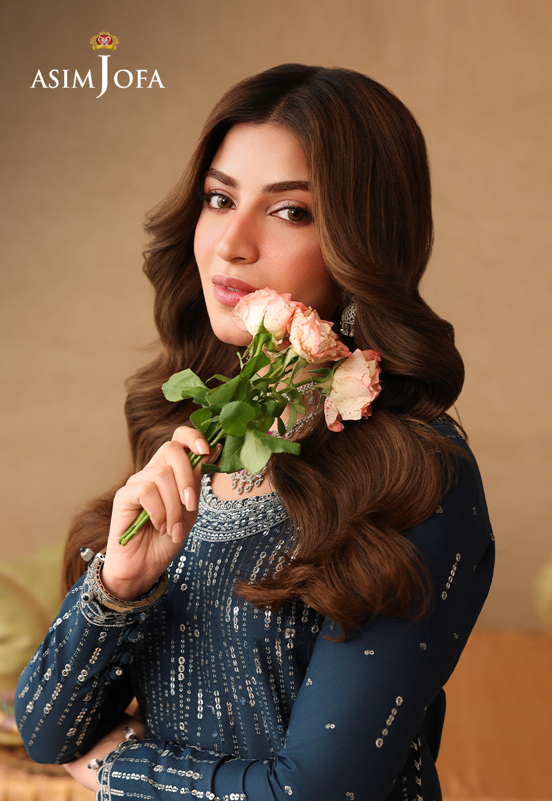 Asim Jofa | Kinza Festive Edit | AJULIF-09 Embroidered Chiffon Stitched 2 Pcs