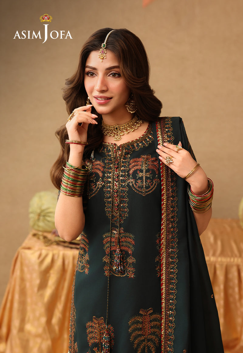Asim Jofa | Kinza Festive Edit | AJULIF-06 Embroidered Paper Cotton Stitched 3 Pcs