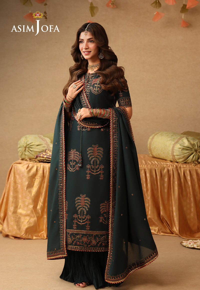 Asim Jofa | Kinza Festive Edit | AJULIF-06 Embroidered Paper Cotton Stitched 3 Pcs