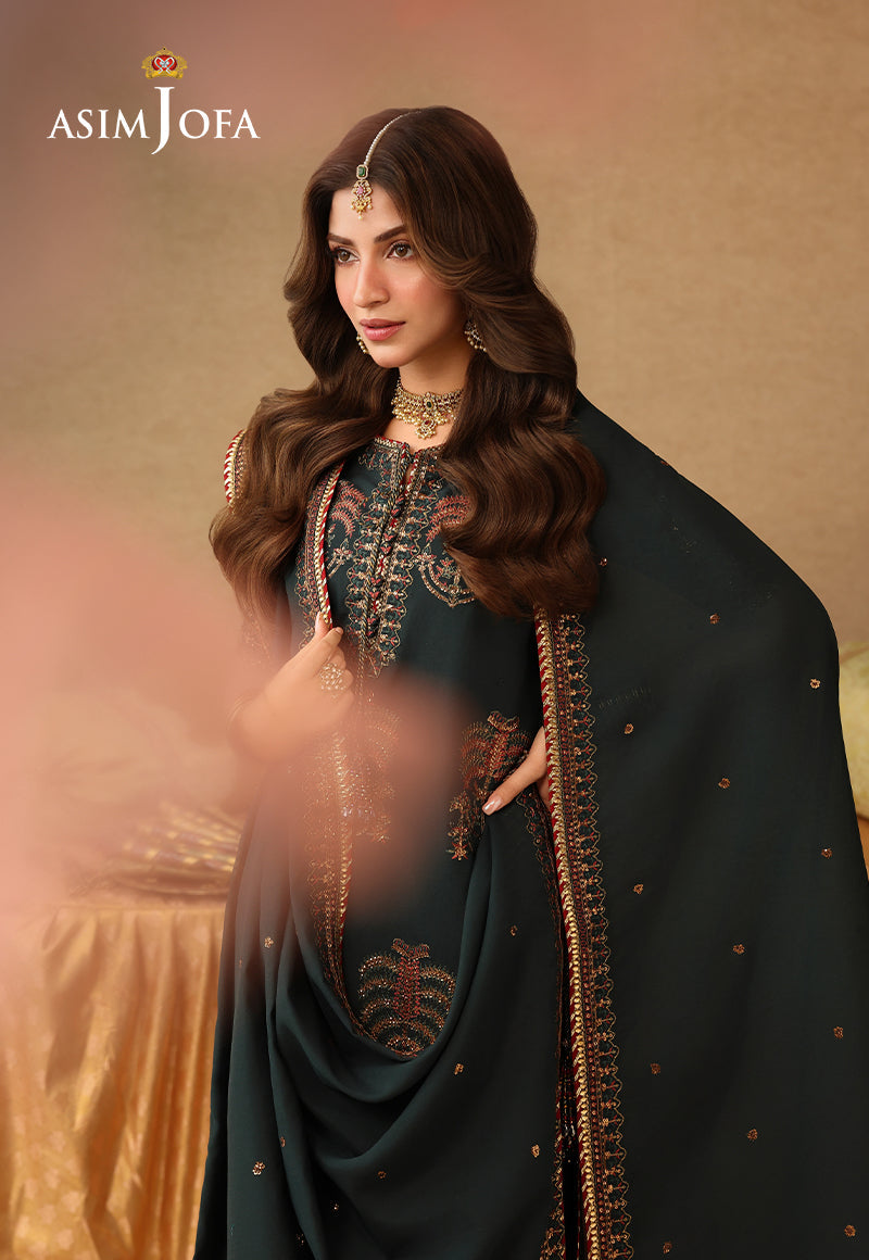 Asim Jofa | Kinza Festive Edit | AJULIF-06 Embroidered Paper Cotton Stitched 3 Pcs