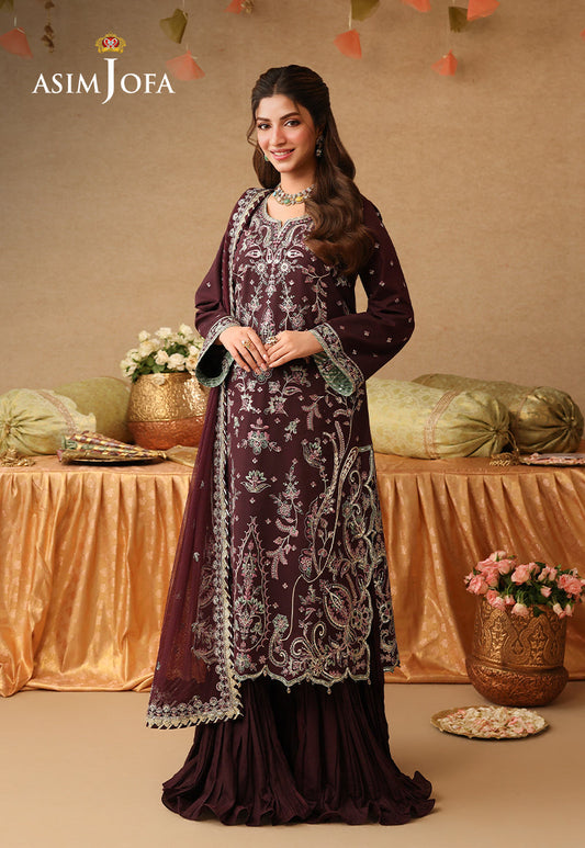 Asim Jofa | Kinza Festive Edit | AJULIF-07 Embroidered Twisted Silk Stitched 3 Pcs