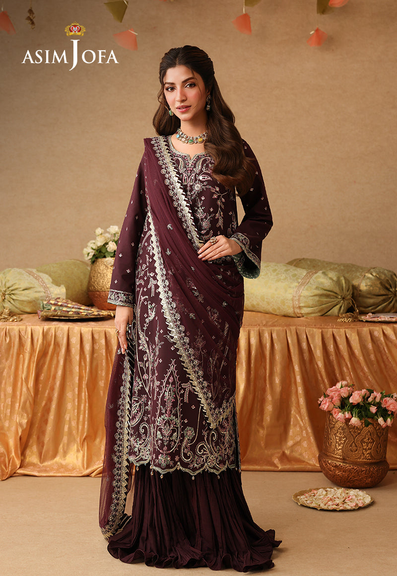 Asim Jofa | Kinza Festive Edit | AJULIF-07 Embroidered Twisted Silk Stitched 3 Pcs