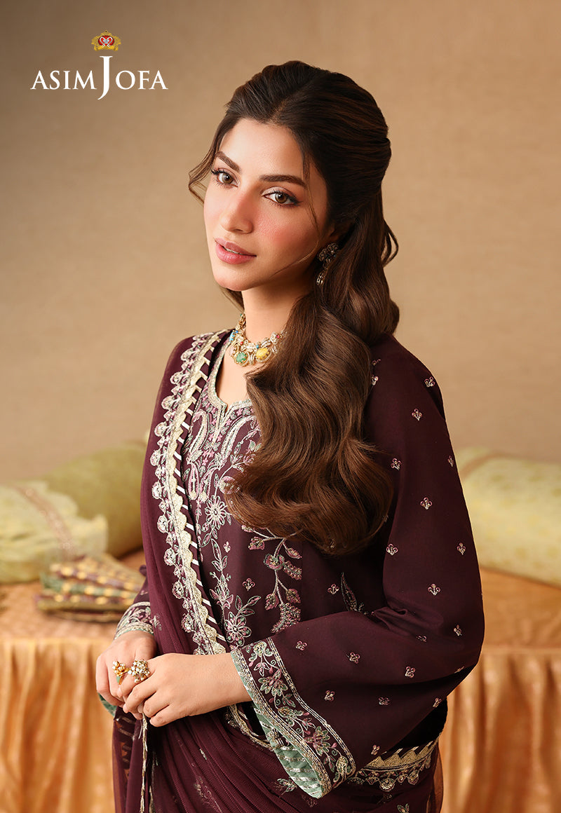 Asim Jofa | Kinza Festive Edit | AJULIF-07 Embroidered Twisted Silk Stitched 3 Pcs