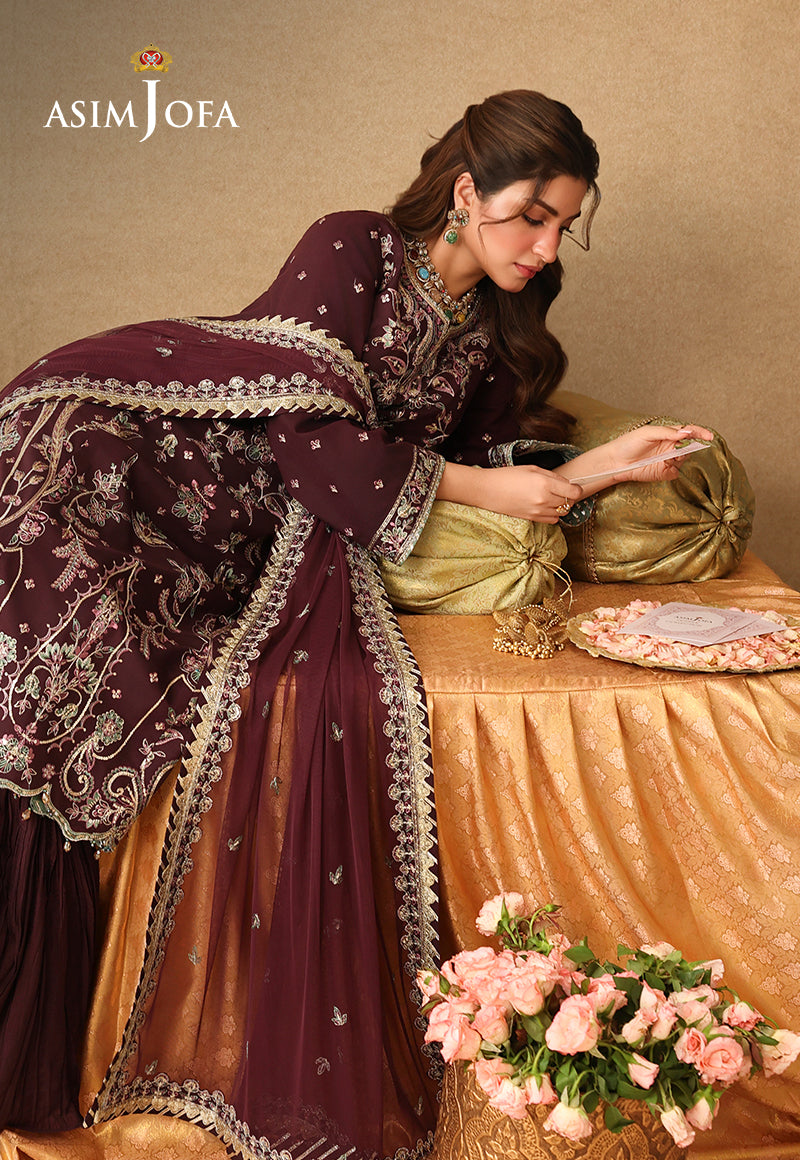 Asim Jofa | Kinza Festive Edit | AJULIF-07 Embroidered Twisted Silk Stitched 3 Pcs