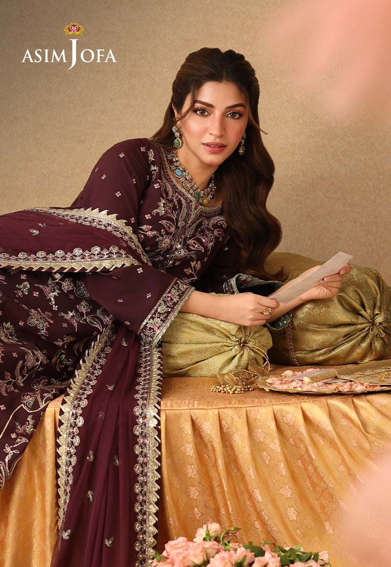 Asim Jofa | Kinza Festive Edit | AJULIF-07 Embroidered Twisted Silk Stitched 3 Pcs