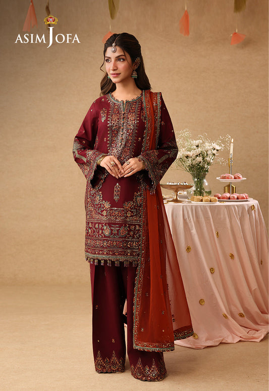 Asim Jofa | Kinza Festive Edit | AJULIF-04 Embroidered Boski Silk Stitched 3 Pcs