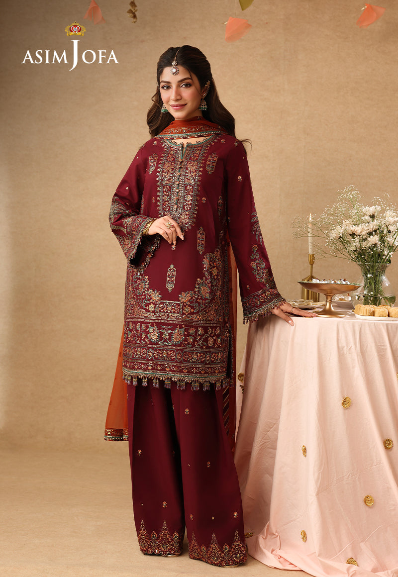 Asim Jofa | Kinza Festive Edit | AJULIF-04 Embroidered Boski Silk Stitched 3 Pcs