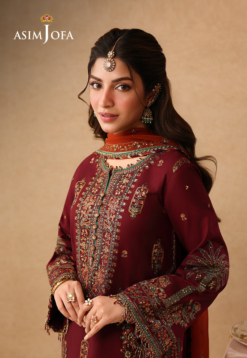 Asim Jofa | Kinza Festive Edit | AJULIF-04 Embroidered Boski Silk Stitched 3 Pcs