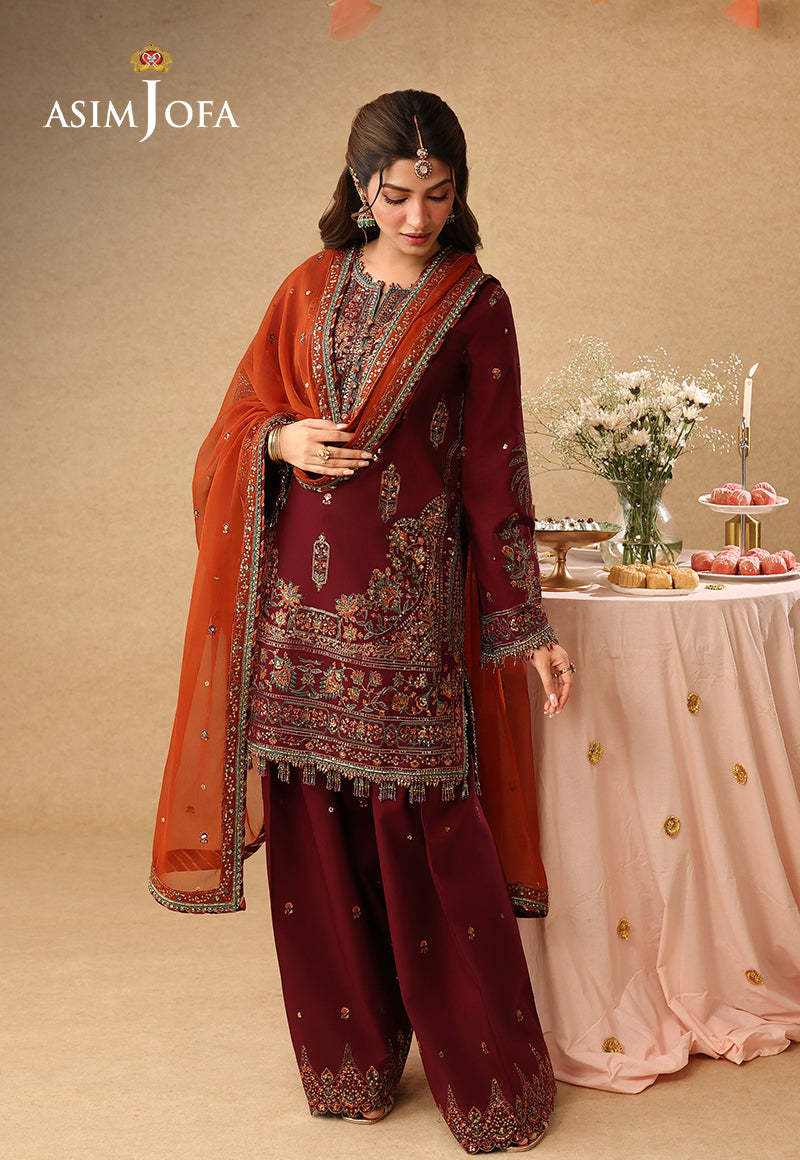 Asim Jofa | Kinza Festive Edit | AJULIF-04 Embroidered Boski Silk Stitched 3 Pcs