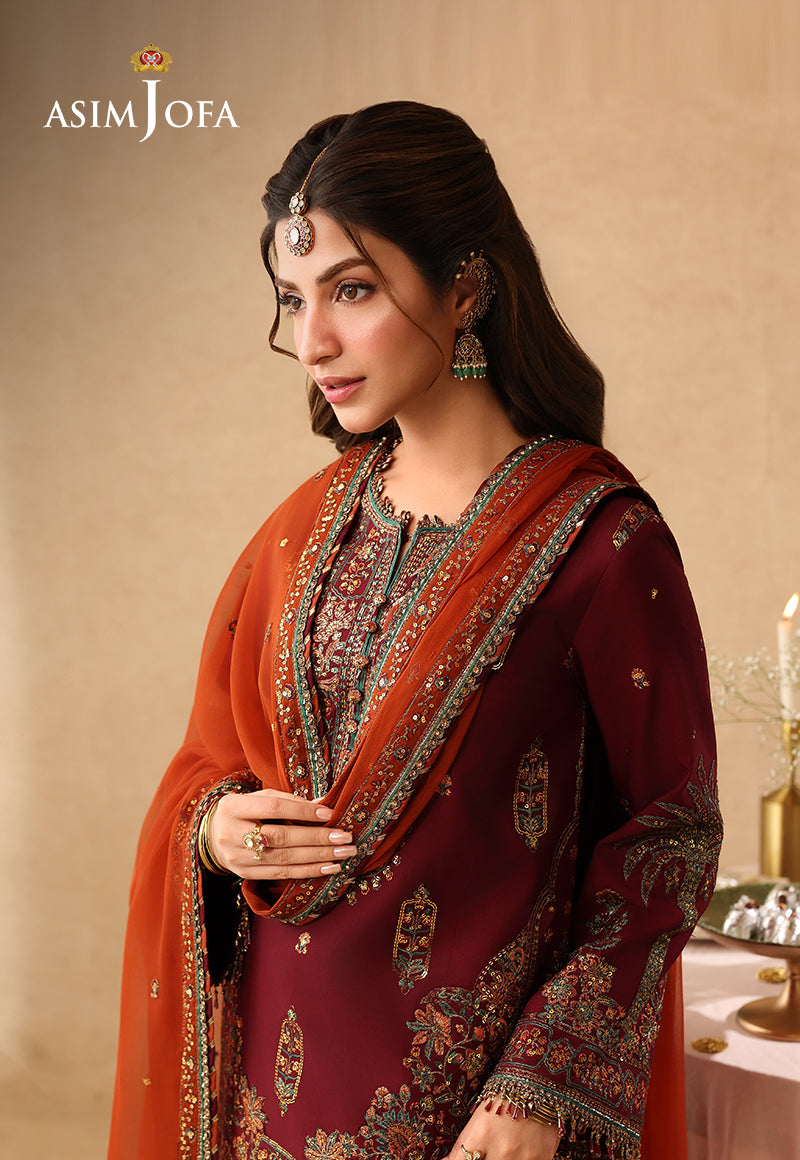 Asim Jofa | Kinza Festive Edit | AJULIF-04 Embroidered Boski Silk Stitched 3 Pcs
